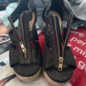 Black and gold wedges very comfy
